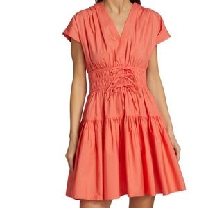 Derek Lam Crosby Tora MiniDress Coral Orange size 6 NWOT corset spring